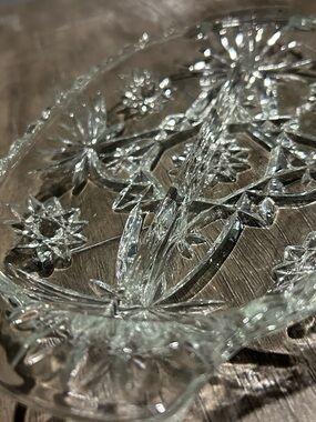 Vintage Anchor Hocking Cut Glass Oval Divided Relish Dish